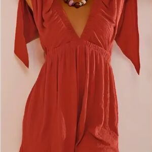 Elegant Red V-Neck Jumpsuit